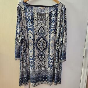 Roz & Ali Paisley Print Tunic Top Stretch Vacation Travel Career Womens Plus 3X